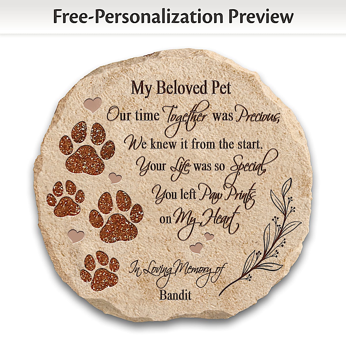 Beloved Pet Memories Remembrance Sculptural Garden Stone Featuring
